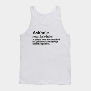 Funny Definition Askhole Tank Top